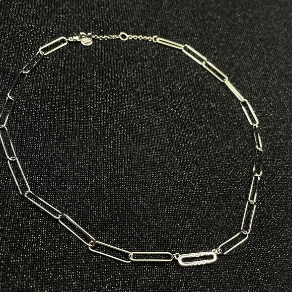 ~ Marlyn Schiff Pave Link Necklace 16-18" Silvertone / Cubic Zirconia - Picture 15 of 15